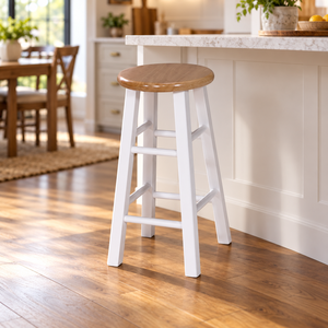 Chaise de salle à manger ronde en bois massif, design sans dossier, pour la maison, le bar ou la cuisine, vente en gros auprès d'un expert en meubles - Product Image 1