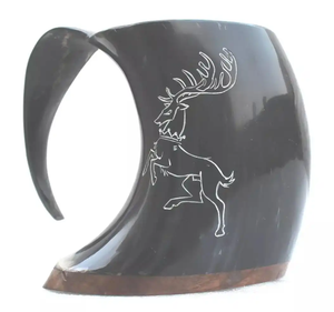 Mug en corne de buffle polie, durable, pour bière, vin, hydromel, bière artisanale, imitation antique naturelle, décoration d'intérieur - Product Image 4