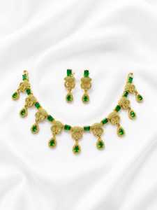 <b>Gold</b> Plated Crystal Necklace Earring <b>Set</b> Women's Wedding Jewelry Classic Style Pear Cut Rhinestone Alloy Jewelry <b>Sets</b> - Product Image 1