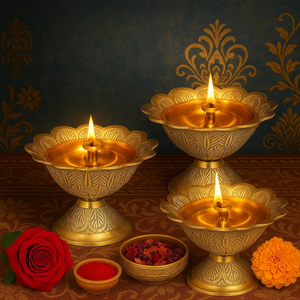 Lampe à huile Akhand Diya en laiton pur pour Pooja Mandir, temple domestique, Diwali Aarti, Deepak traditionnel, décoration spirituelle et religieuse - Product Image 4