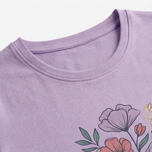 Ensemble 2 pièces pour femmes, t-shirt à manches courtes et short imprimé floral, col rond, au-dessus du genou, vêtements décontractés, printemps été, couleur lavande - Product Image 4