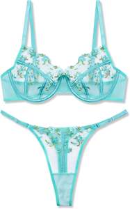 Ensemble de lingerie sexy pour femmes, soutien-gorge et culotte en dentelle, super extensible, bralette transparente - Product Image 2