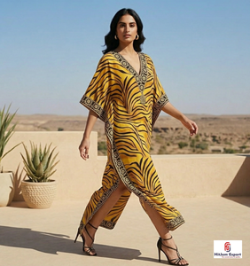 Women Custom Printed <b>Kaftan</b> Dress Loose Fit <b>Summer</b> Beach Wear Comfortable Lightweight Wholesale Export Manufacturer Supply - Product Image 3