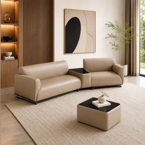 INTELLIGENTIA WOODS - Juego de Sofás Modulares de Cuero Modernos con Mesa Lateral Integrada | Muebles de Sala de Estar Tapizados de Primera Calidad para el Hogar - Product Image 1