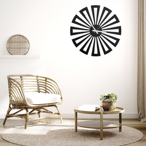 Modern Sunburst Metal <b>Wall</b> <b>Clock</b> Radiating Spoke Design Black Decorative <b>Clock</b> Gold Hands Contemporary <b>Wall</b> Art Living Room Home - Product Image 3