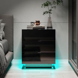 Comodino con Luci LED e 3 Cassetti Portaoggetti, Tavolino Moderno per Camera da Letto - Product Image 4
