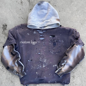 Nesta Sports Pull-over double couche 460 GSM fait main effet délavé soleil et Hoodie zippé uni 450 GSM pour Homme, délavé effet pierre acide - Product Image 2