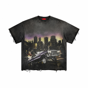 Custom Distressed Trendy Cotton Printed T Shirt Vintage Style <b>Short</b> <b>Sleeves</b> Acid Washed Graphic Printed T Shirt For Unisex - Product Image 1