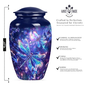 Urna Funeraria de Aluminio con Diseño de Libélula al Atardecer, para Cenizas de Adultos, Urna Conmemorativa con Diseño Oceánico, Hermosa Urna Grande - Product Image 4