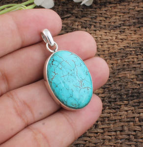 Colgante de Turquesa Kingman Natural, Plata de Ley 925, Azul, Hecho a Mano, Estilo Occidental, Regalo de Aniversario para Mujer - Product Image 5