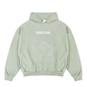 Sweat à capuche en coton surdimensionné personnalisé avec logo numérique pour homme, couleur unie, respirant, en molleton bouclette anti-boulochage, idéal pour l'automne - Product Image 2
