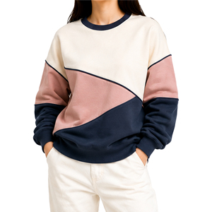 Sweat-shirt color block pour femme en gros, pull molletonné personnalisé à col rond, décontracté, sportif, broderie 3D, fabricant de vêtements OEM - Product Image 5