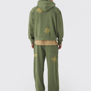 WARPRO INDUSTRY Chándal con Capucha Verde para Hombre, Manga Larga, Corte Regular, 100% Algodón, 2 en 1, Forro Polar, Cierre de Cremallera, Ropa Casual de Otoño - Product Image 2