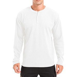Men's <b>Long</b> <b>Sleeve</b> <b>White</b> Cotton Henley <b>Shirt</b> Regular Fit O-neck Men's jersey <b>t</b>-<b>shirt</b> Casual style top - Product Image 1