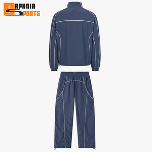 Survêtement unisexe personnalisé streetwear à capuche grande taille hiver imprimé uni en maille polyester imperméable coupe-vent pour homme - Product Image 6