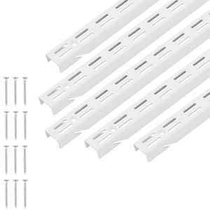 Set di 5 Pilastri per Mensole da 60 Pollici per Sistema di Scaffalature a Parete - Guide Verticali a Doppia Traccia - Design a 25 Fessure - Product Image 1