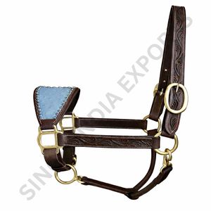 SIE Harnais de cheval en cuir véritable avec muserolle artisanale, collier de tête réglable, quincaillerie en laiton massif, équipement équestre haut de gamme - Product Image 4