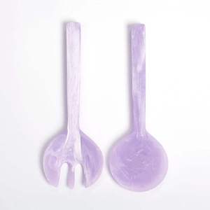 Blue Resin Twist Design Salad Servers Set Handcrafted Salad <b>Tongs</b> <b>Serving</b> Utensils Stylish Kitchen Tools for Salads and Pasta - Product Image 1