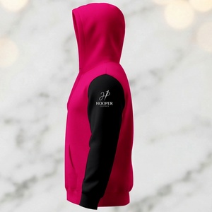 เสื้อมีฮู้ดผู้ชายสีดำ-ชมพูผ้าโพลีเอสเตอร์/ ผ้าฝ้ายมีฮู้ดแห้งเร็วระบายอากาศได้ดีสีดำสนิท - Product Image 6