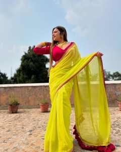 Haldi Function Wear Beautiful Latkan Work <b>Saree</b> with Running Blouse Piece for Party Wear Bride's Pretty Look - Product Image 6