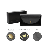 Boîte de rangement de luxe pour lunettes de soleil XUZE PB-1024, logo personnalisé, carton noir recyclé, matériau PU, forme carrée