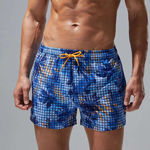 Shorts de plage pour hommes, séchage rapide, imprimé tropical, taille élastique avec cordon de serrage, décontractés, pour le surf - Product Image 4