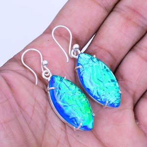 Handmade Australian Triplet Fire <b>Opal</b> 925 Sterling Silver <b>Earrings</b> Boho Jewelry Natural <b>Opal</b> <b>Earrings</b> For Women - Product Image 3