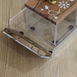 Ensemble de brûleur d'encens Bakhoor en bois et laiton de luxe avec plateau en acrylique - Product Image 4
