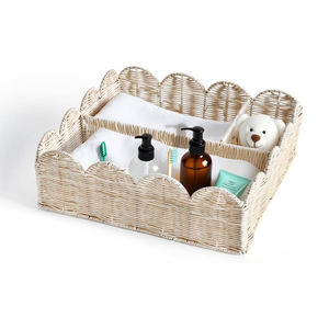 Cesta de mimbre festoneada para pañales, organizador de guardería para bebés, cesta de almacenamiento tejida a mano, fabricante y proveedor mayorista - Product Image 1