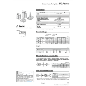 Cylindre de tige de guidage miniature SMC MGJ10-15 pièces pneumatiques - Product Image 1