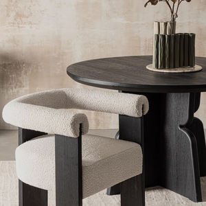 Wooden Foldable 4-Seater Eco-Friendly Dining Table Modern New Design Deep Black Sandblasted Finish Stylish Pedestal Base <b>Home</b> - Product Image 6