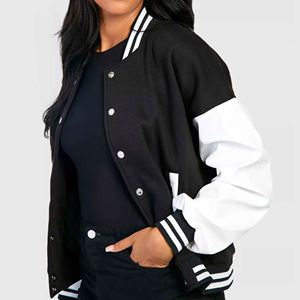 Chaqueta Varsity de Invierno para Mujer, Nuevo Diseño, Piel de Oveja Teñida, Algodón y Poliéster Personalizados, Impermeable, Resistente al Viento, Transpirable, Venta al Por Mayor - Product Image 6