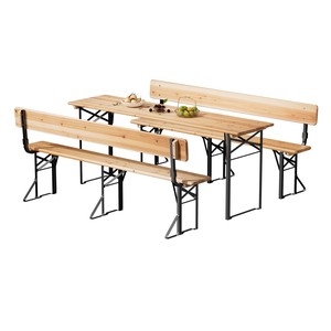 Mango Wood <b>Foldable</b> Picnic <b>Table</b> Set with 6 <b>Chairs</b> | Wholesale Outdoor Furniture - Product Image 3