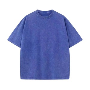 T-shirt en coton noir délavé à l'acide, vintage, oversize, pour homme, manches courtes, col rond, logo personnalisé, streetwear - Product Image 3