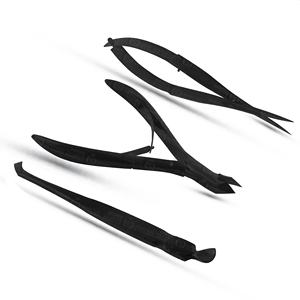 Outil de manucure et pédicure en acier inoxydable noir, pince à cuticules, repousse-cuticules, outils de nail art, ciseaux à ressort - Product Image 5