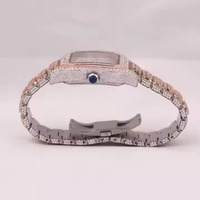 Reloj de Lujo para Mujer con Moissanita, Acero Inoxidable, Cuarzo Analógico, Cuadrado, Números Romanos, Cristal de Zafiro, Hebilla, 41mm, Automático