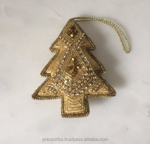 Adorno de árbol de Navidad hecho a mano bordado con cuentas Estrella de Plata decoración colgante perla lentejuelas trabajo cristiano moda festivo - Product Image 3