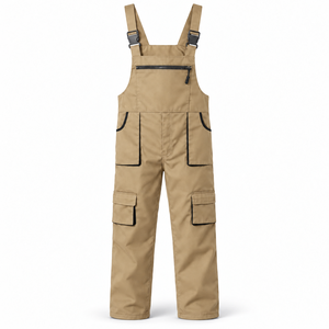 Salopette unisexe en coton sérigraphiée sur mesure avec poches cargo à rabat et bretelles réglables pour atelier et techniciens - Product Image 1