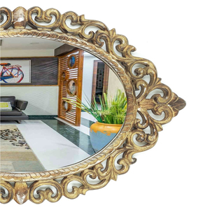 Miroir mural encadré brillant en bois Miroir rustique de porte pour mur Cadre en bois naturel et support de suspension attaché par AYAANS - Product Image 6