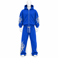 Ensemble sweat à capuche et pantalon de survêtement blancs surdimensionnés avec impression flamme personnalisée, style streetwear, 100% coton, pour la vente en gros