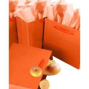 5 sacchetti regalo arancioni brillanti di medie dimensioni con manici a nastro, inclusi 10 fogli di carta velina (10 fogli di carta velina inclusi di dimensioni medio-larghe) - Product Image 3