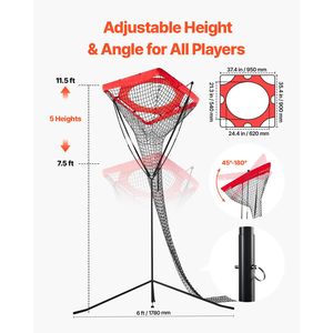 Attrezzatura Portatile per Allenamento di Pallavolo con Base in Acciaio, Angolo e Altezza Regolabili per Pratica dei Passeggianti, Rete Inclusa - Product Image 3