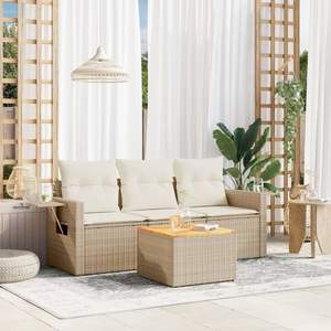 Ensemble de canapé de jardin modulaire en rotin beige 3 places, mobilier d'extérieur résistant aux intempéries, design contemporain - Product Image 3
