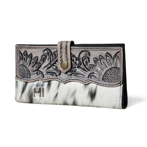 Tendance femmes mode occidentale véritable cuir de vachette RFID portefeuille Logo personnalisable conception à trois volets aimant rabat porte-cartes - Product Image 2