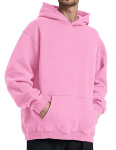 Sudadera con Capucha Oversize Rosa Unisex, Estilo Casual, Lavado Ácido, Algodón French Terry, con Bolsillo, Estilo Otoñal - Product Image 2