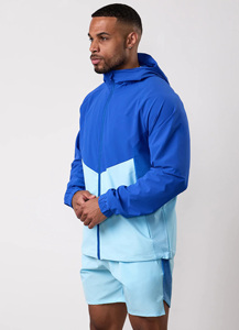 Men's Hooded Windbreaker <b>Jacket</b> Color Blocking Zipper Closure Sporty Style Polyester Material Spring Casual Wear - Product Image 1