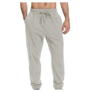 Men's sweatpants Lightweight Plain Dyed 100% Cotton breathable fabric regular fit custom logo printing men sweatpants - Product Image 4