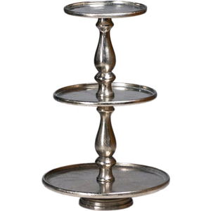 Support à gâteau vintage à 2 niveaux en métal doré, plateau de présentation de desserts rond de qualité supérieure pour mariages et décoration intérieure à prix abordable - Product Image 5
