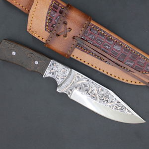 Wholesale OEM Customizable Engraving Steel Fixed Blade Hunting Knife Engraved Knives With Custom color & size - Product Image 5
