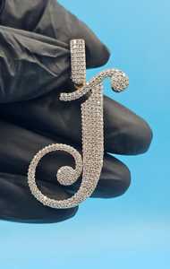 จี้เพชรโมอิสซาไนต์แบบกำหนดเอง VVS พร้อมชื่อสั่งทำ จี้เงินแท้ 925 สไตล์ฮิปฮอป จี้ตัวอักษร จี้ตราประทับ ของขวัญวันเกิด จี้แร็ปเปอร์สุดหรู - Product Image 5